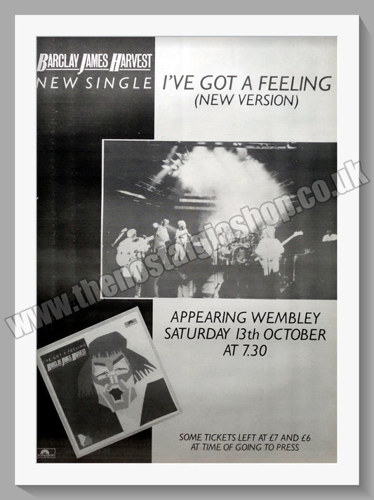 Barclay James Harvest I've Got A Feeling. 1984 Large Original Advert (ref AD15363)
