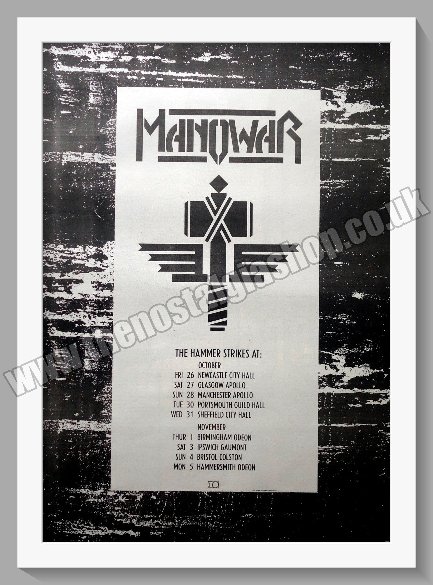 Manowar Sign of The Hammer Tour Dates. 1984 Large Original Advert (ref AD15356)