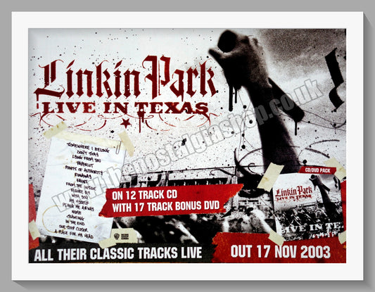 Linkin Park. Live In Texas. 2003 Original Advert (ref AD60751)