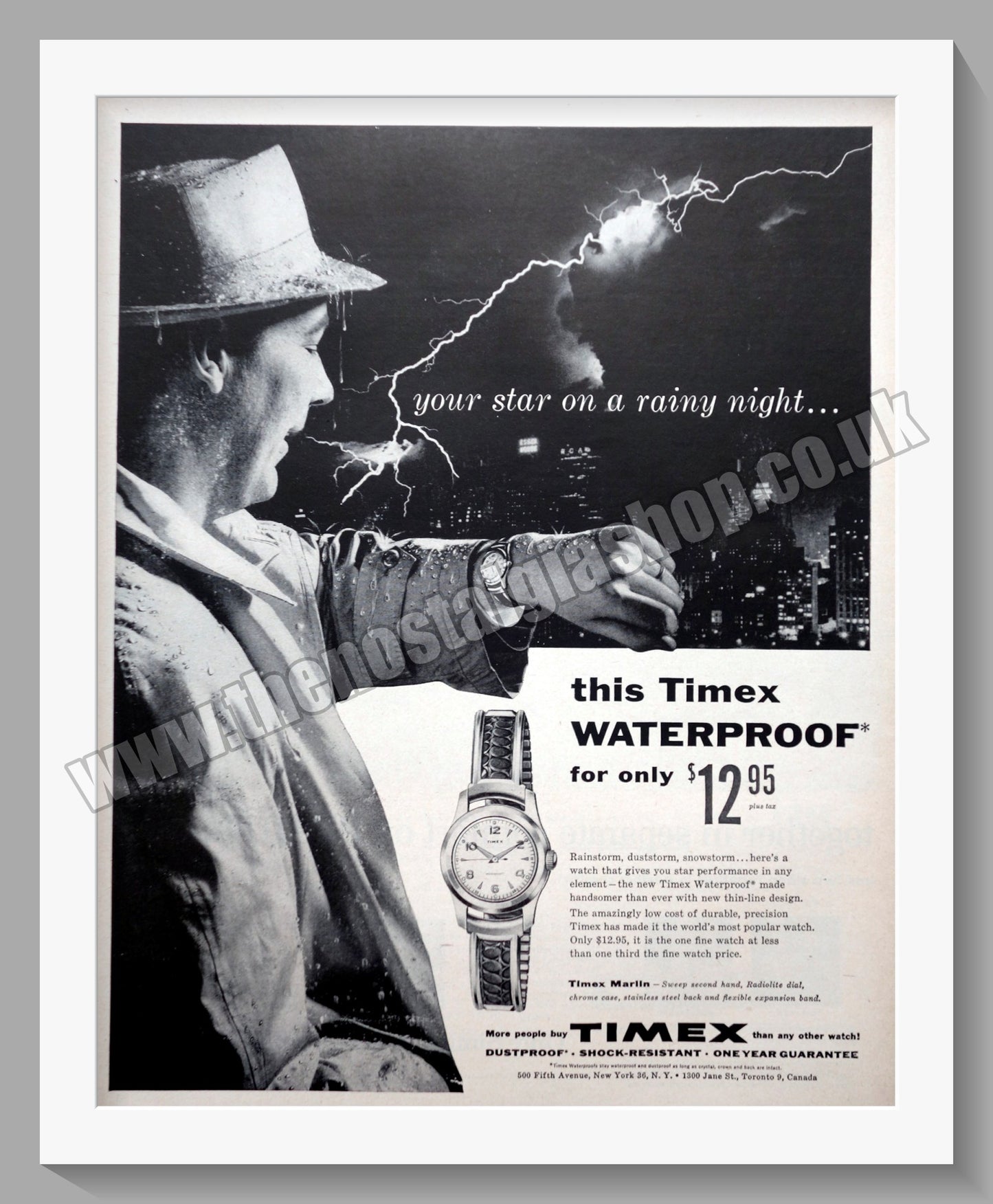 Timex Marlin Waterproof Watch. Original Advert 1956 (ref AD300811)