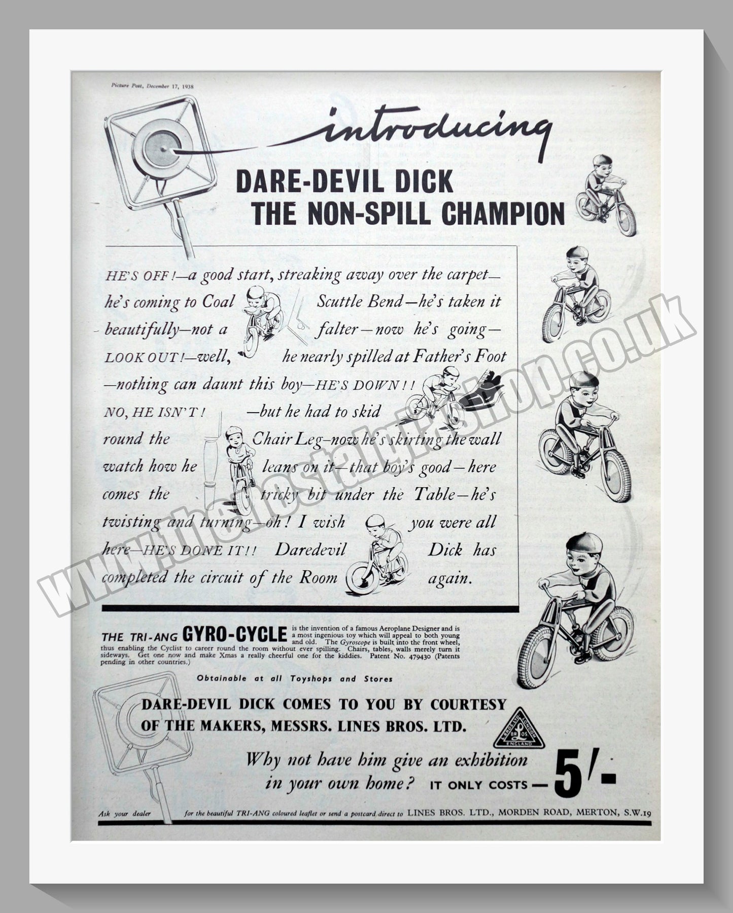 Gyro-Cycle from Tri-Ang. Original Advert 1938 (ref AD300859)