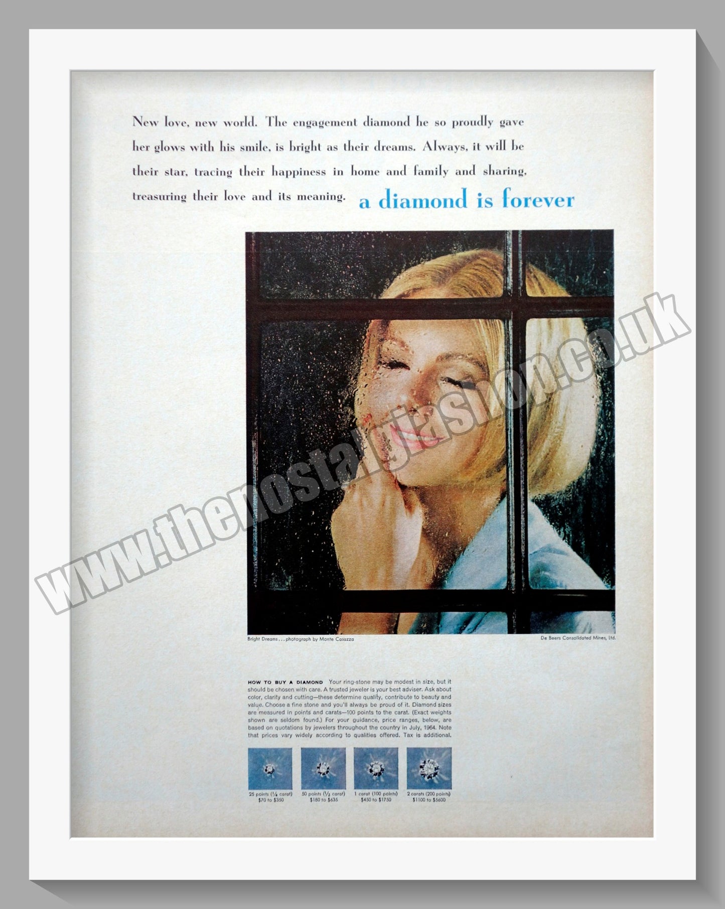 Diamonds. A Diamond Is Forever. Original Advert 1964 (ref AD300877)