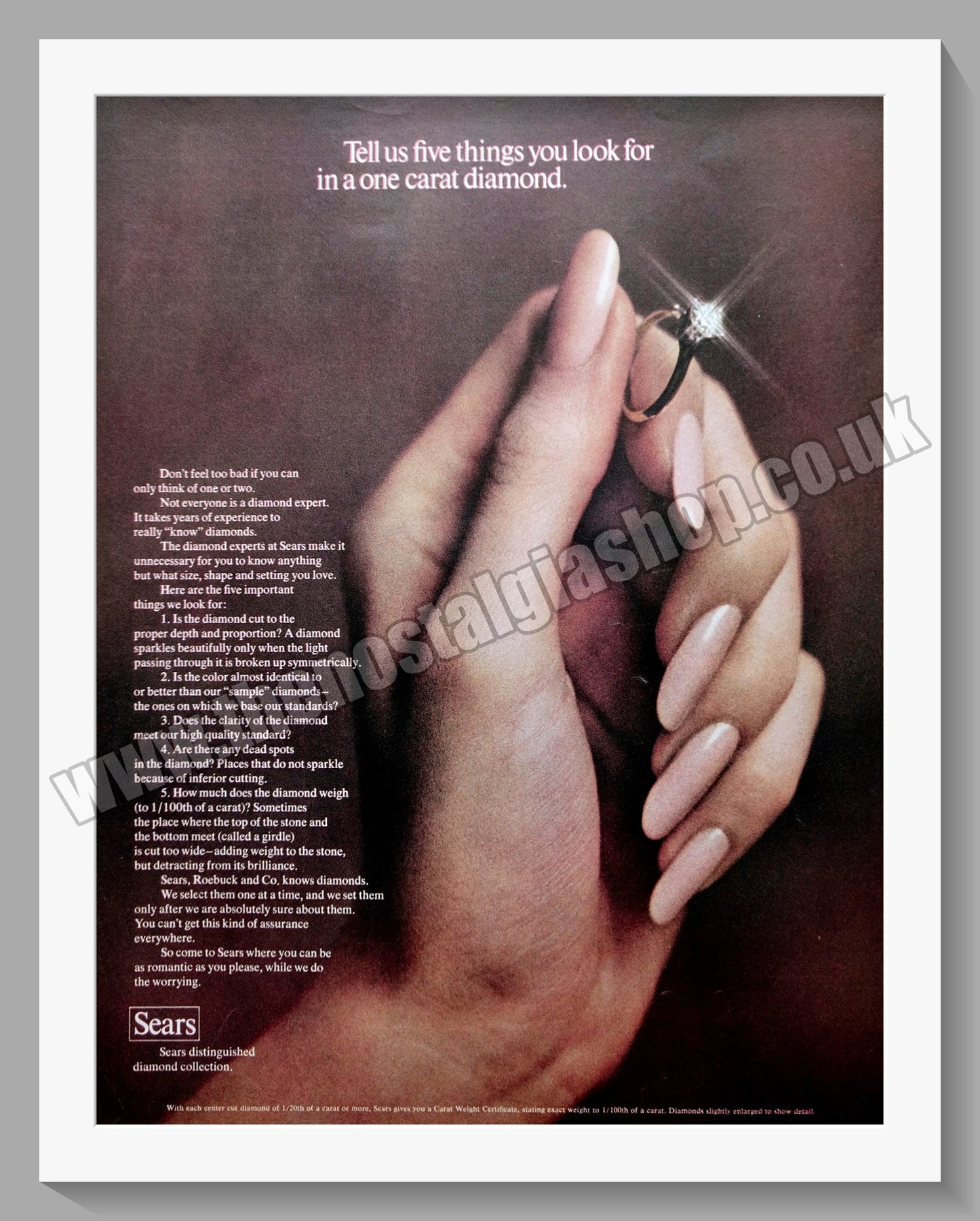 Sears Diamonds. Original Advert 1970 (ref AD300881)