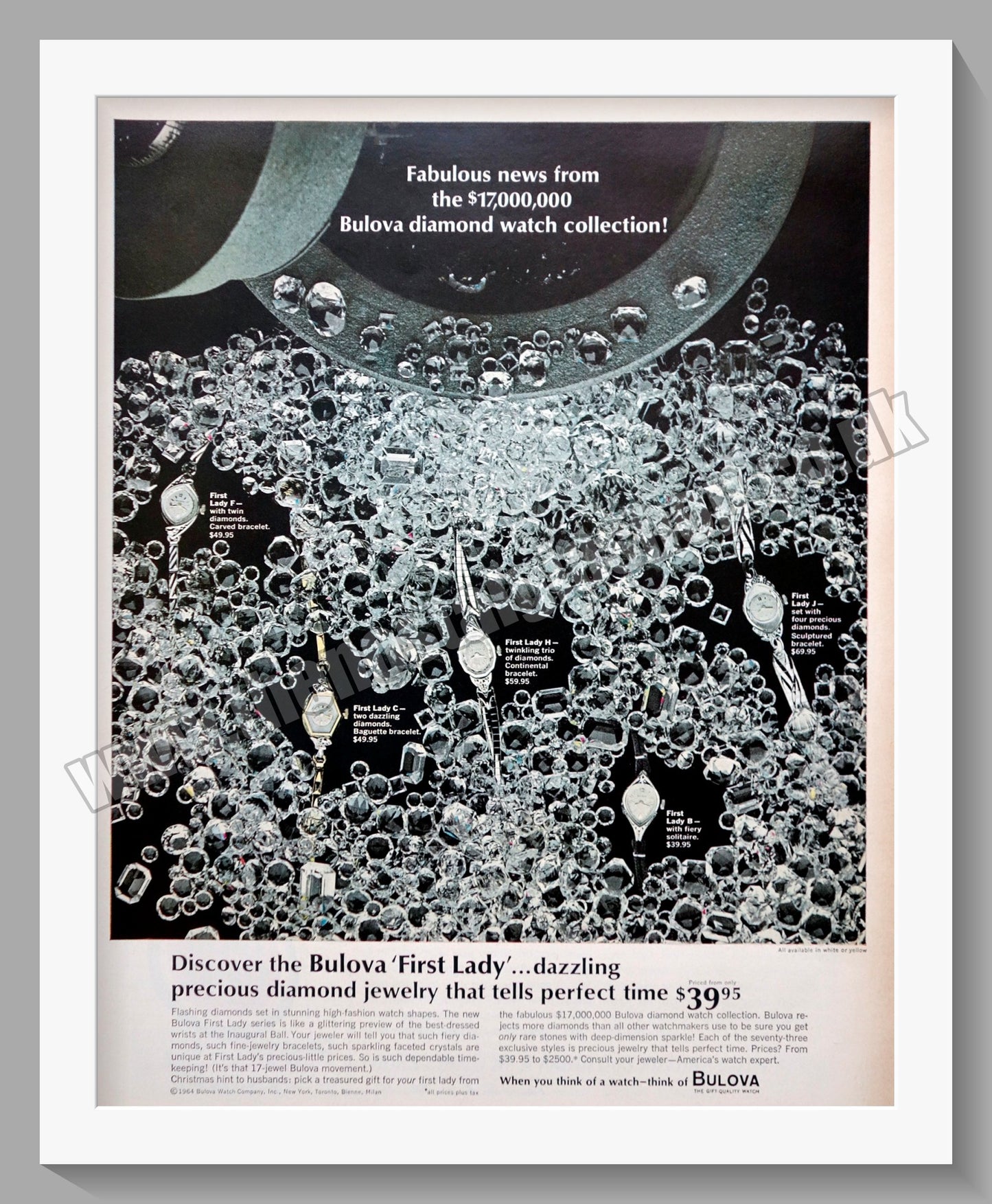 Bulova Diamond Watches. Original Advert 1964 (ref AD300903)