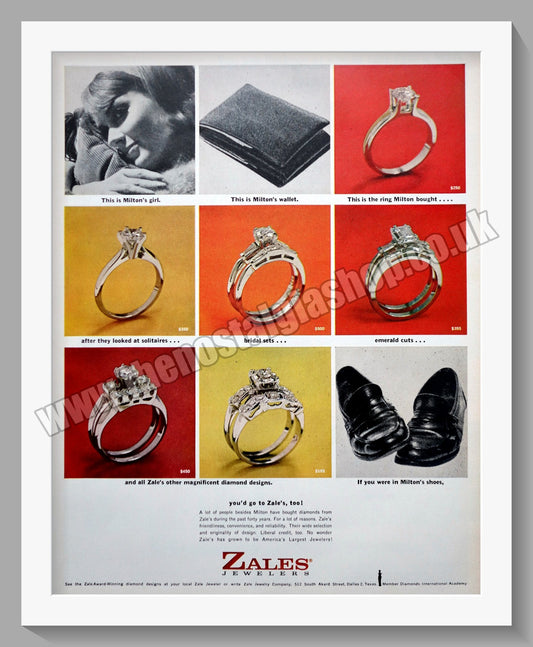 Zales Jewelers. Diamond Rings. Original Advert 1964 (ref AD300891)