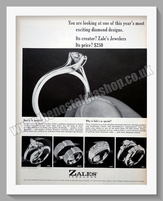 Zales Jewelers. Diamond Rings. Original Advert 1964 (ref AD300890)