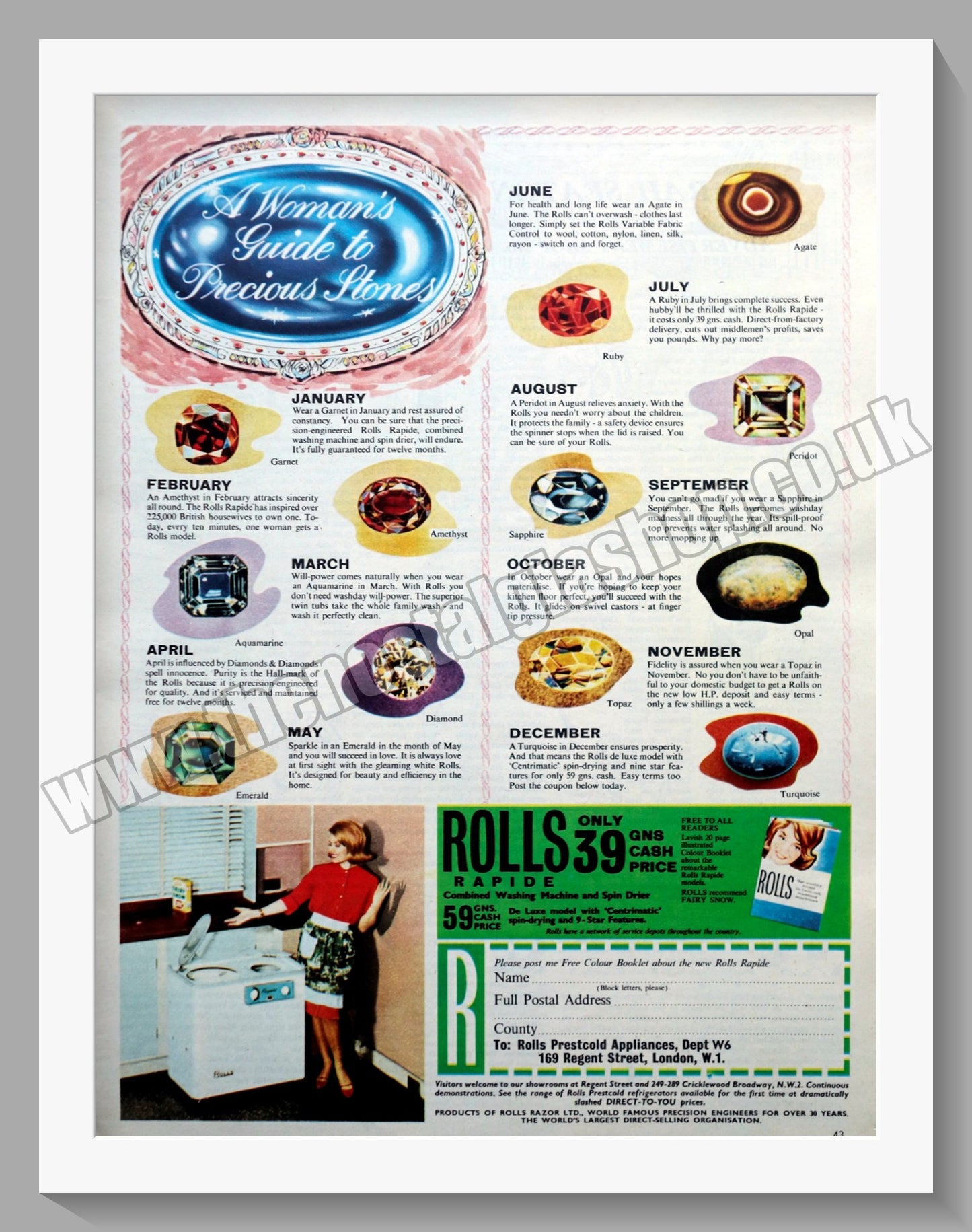 Precious Stones. Original Advert 1963 (ref AD300901)