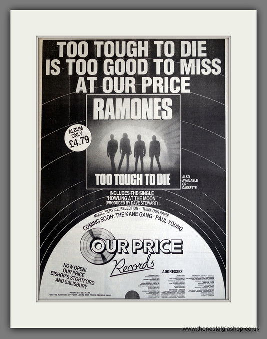 Ramones Too Tough To Die. 1985 Large Original Advert (ref AD15336)