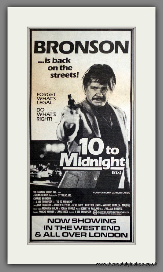 10 To Midnight. Charles Bronson. 1982 Original Advert (ref AD60785)