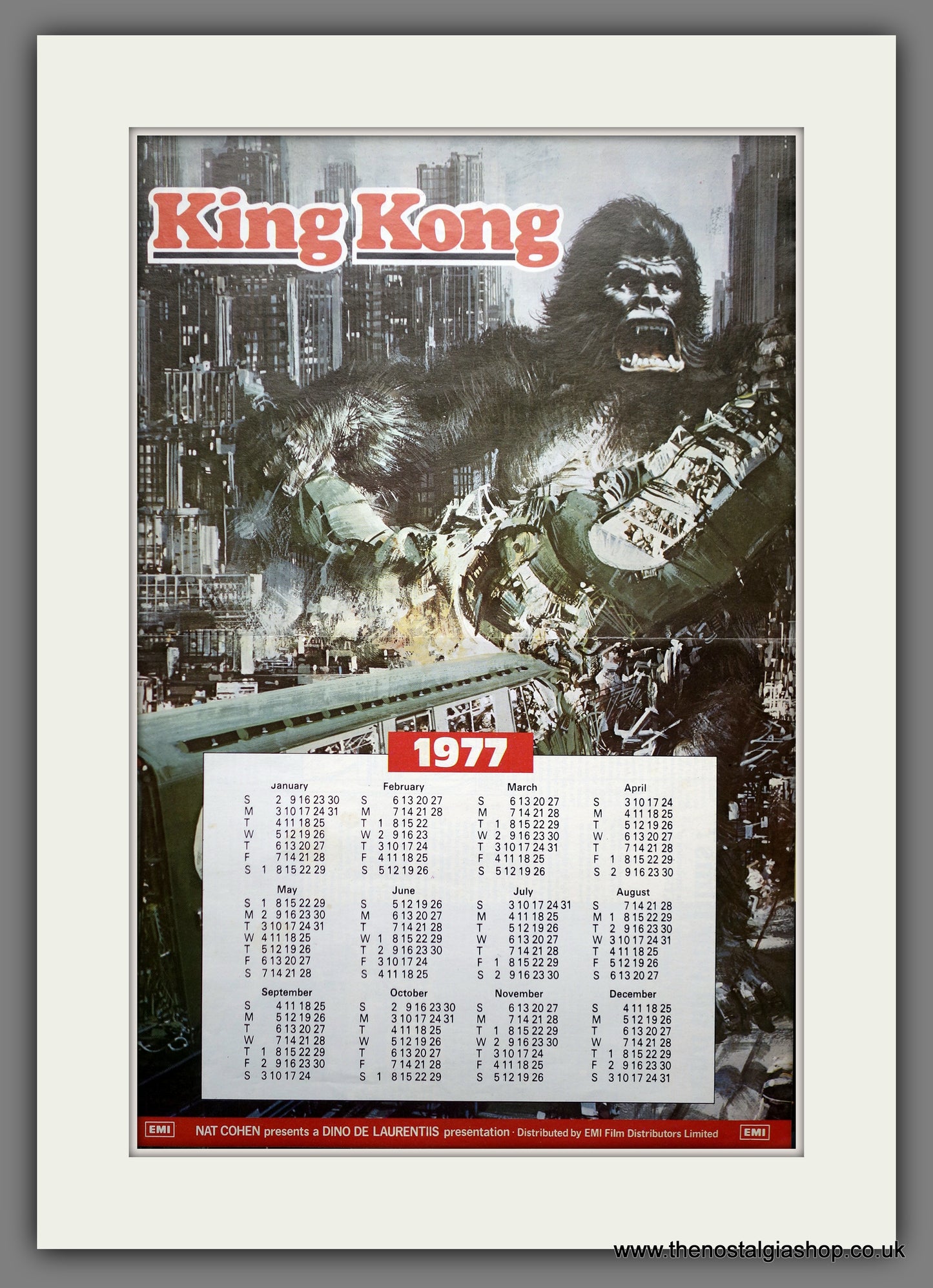 King Kong. 1977 Original Calendar (ref AD60811)