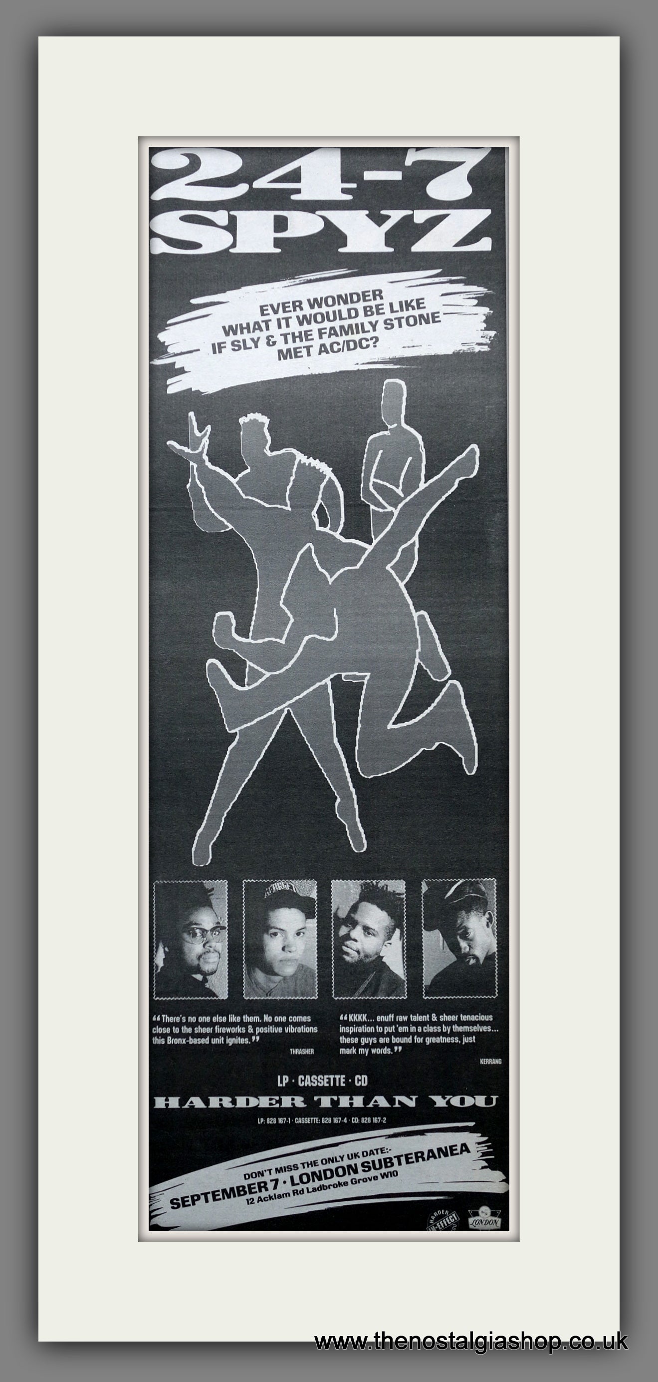 24-7 Spyz. Harder Than You. Vintage Original Advert 1989 (ref AD200347)