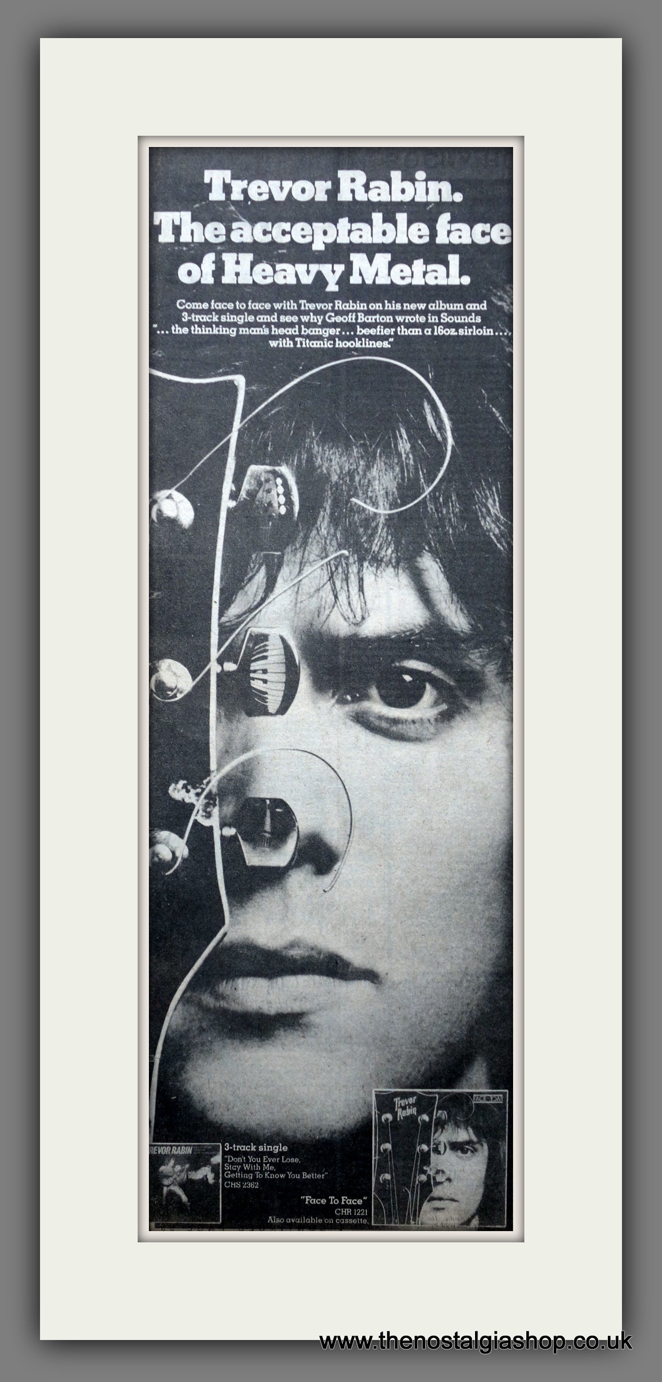 Trevor Rabin. Face To Face. Vintage Original Advert 1979 (ref AD200348)