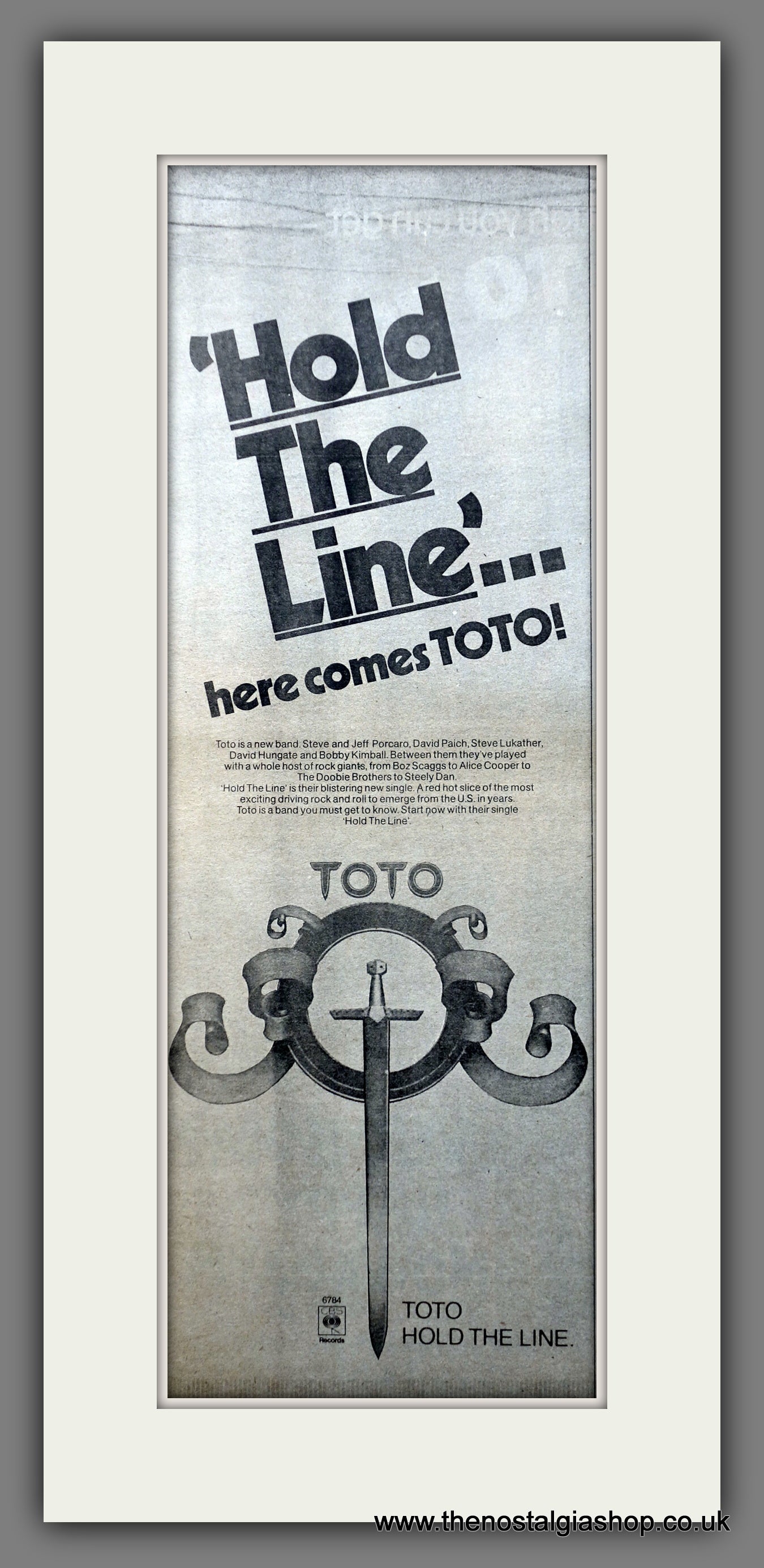 Toto. Hold The Line. Vintage Original Advert 1979 (ref AD200357)