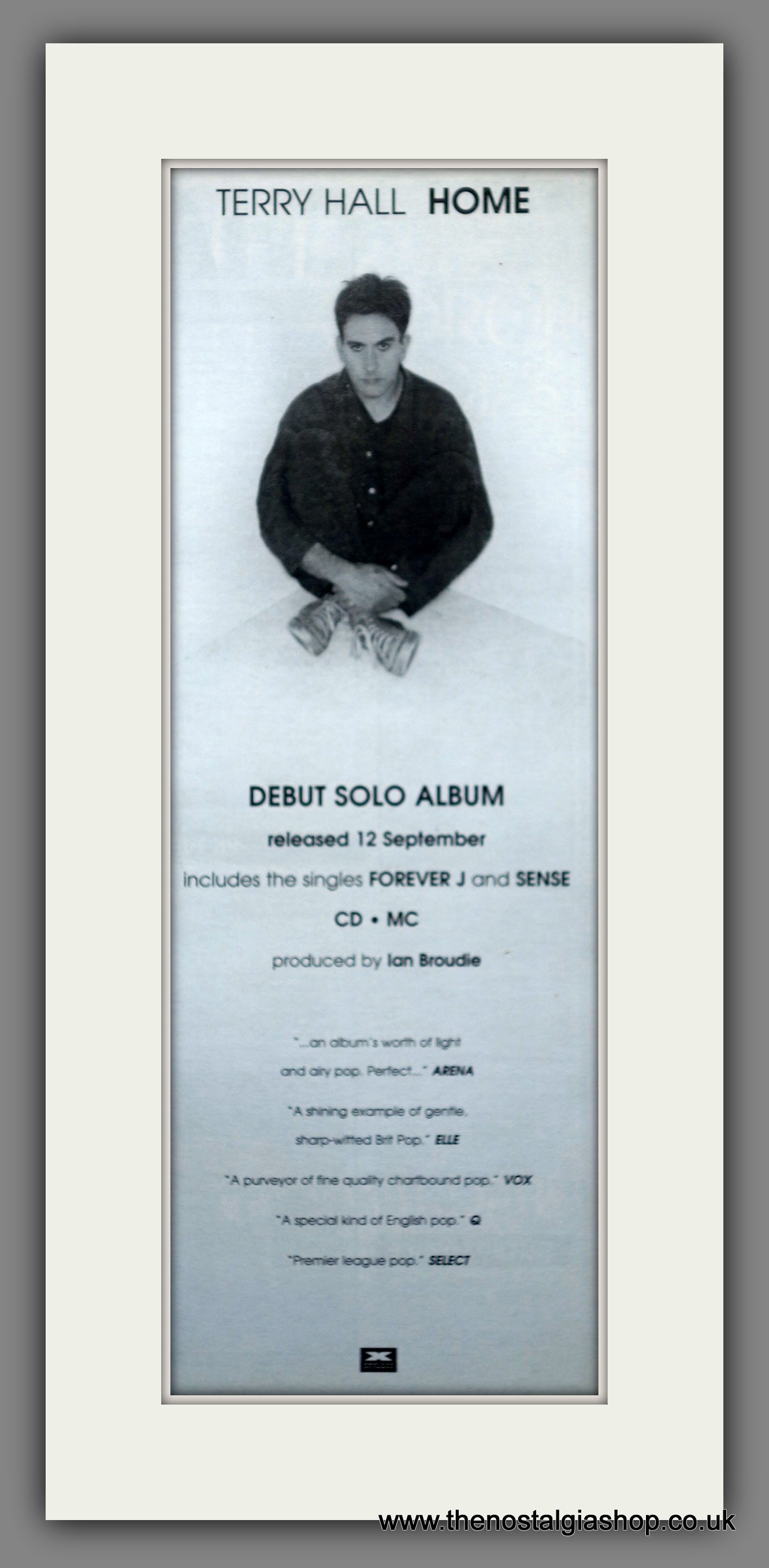 Terry Hall. Home. Debut Solo Album. Vintage Original Advert 1994 (ref AD200364)