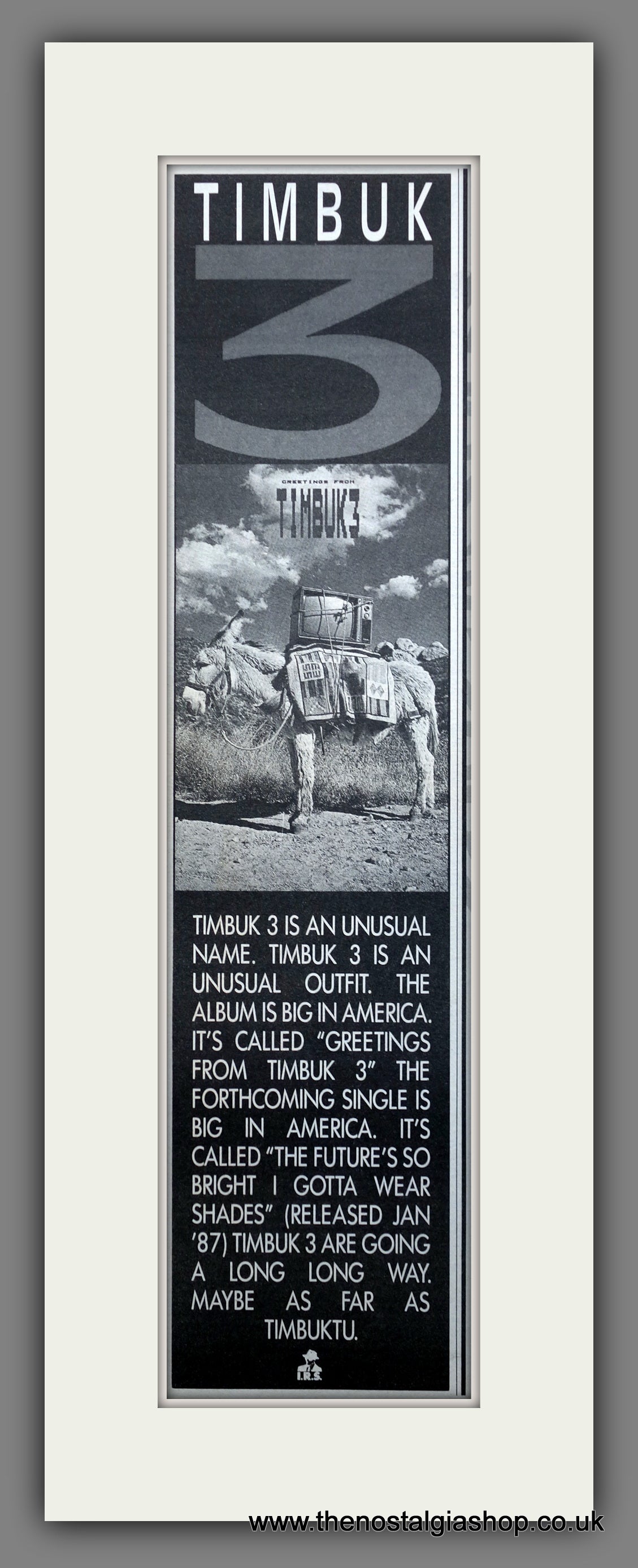 Timbuk 3. Greetings From Timbuk 3. Vintage Original Advert 1986 (ref AD200370)