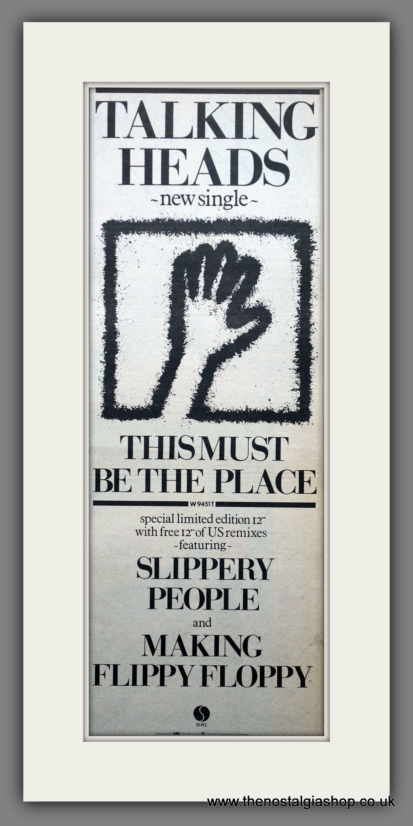 Talking Heads. This Must Be The Place. Vintage Original Advert 1984 (ref AD200377)