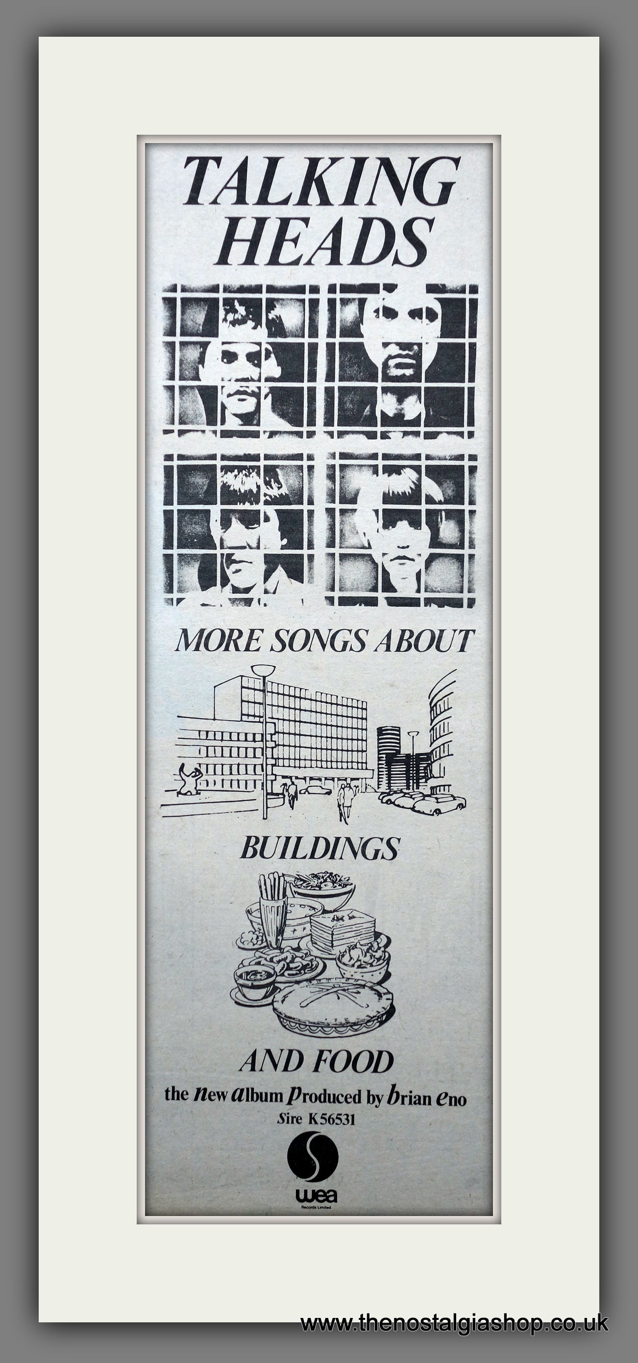 Talking Heads. Buildings and Food. Vintage Original Advert 1978 (ref AD200378)