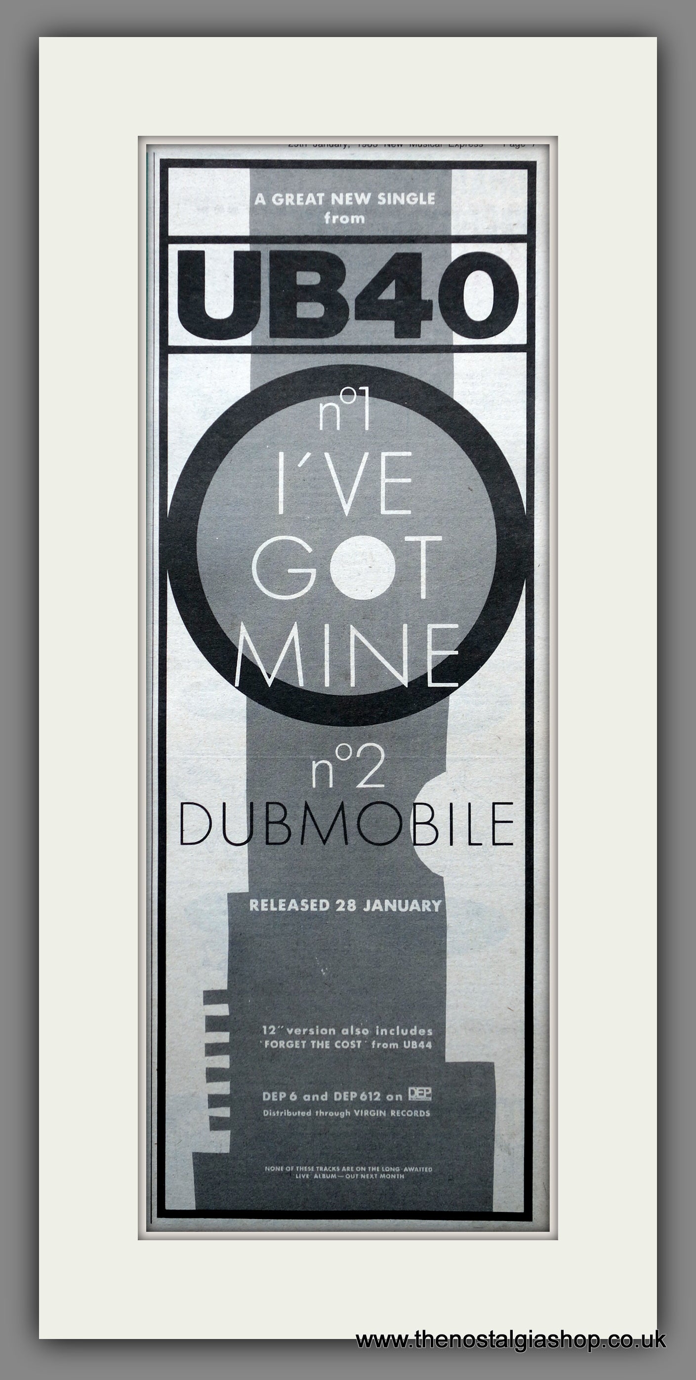 UB40. I've Got Mine. Vintage Original Advert 1983 (ref AD200396)