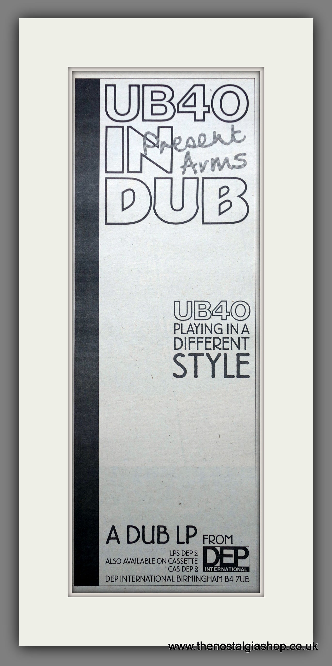 UB40 In Dub. Present Arms. Vintage Original Advert 1981 (ref AD200398)