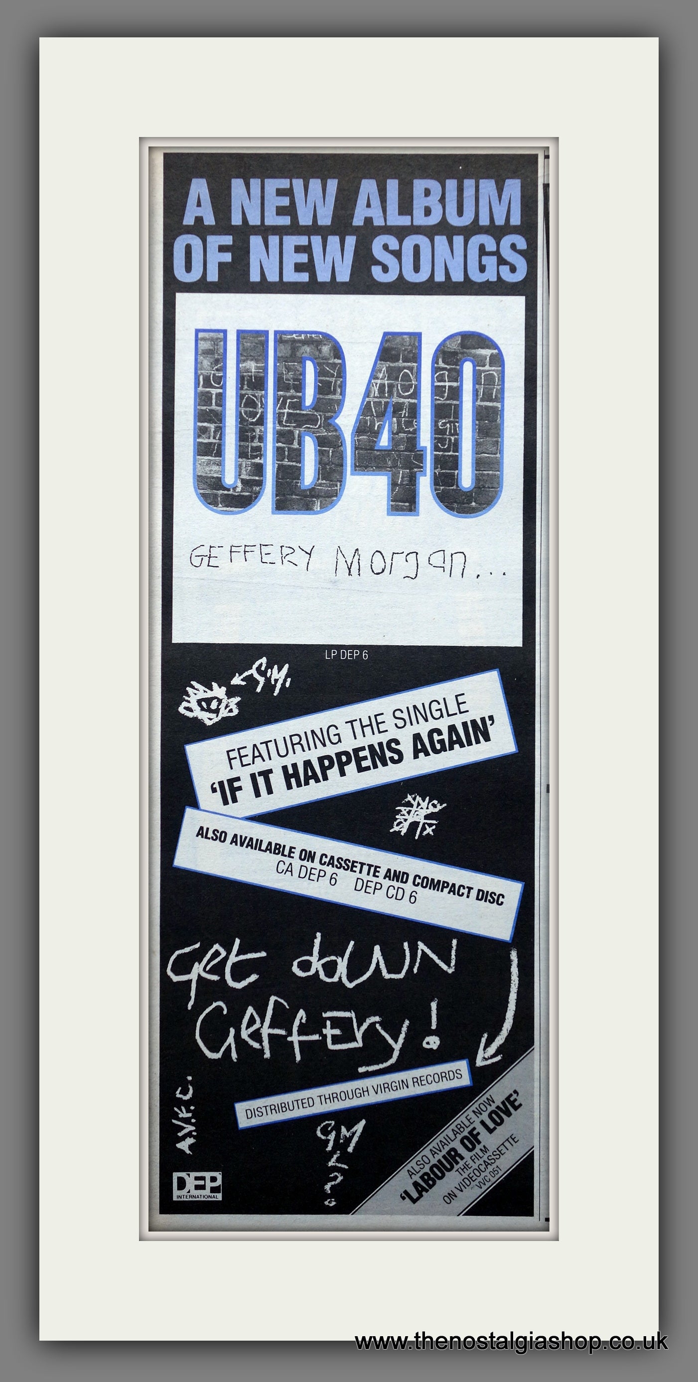 UB40 Geffery Morgan. Vintage Original Advert 1984 (ref AD200401)
