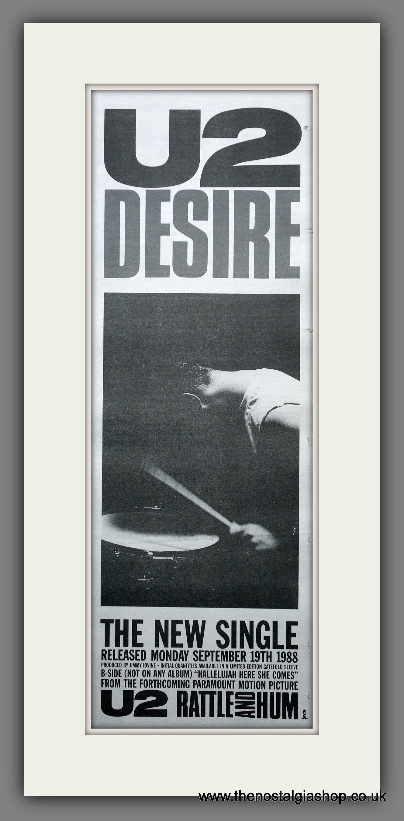 U2 Desire. Vintage Original Advert 1988 (ref AD200402)