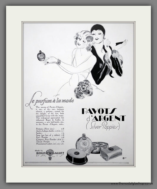 Pavots d'Argent (Silver Poppies). Perfume. Original Advert 1927 (ref AD300918)