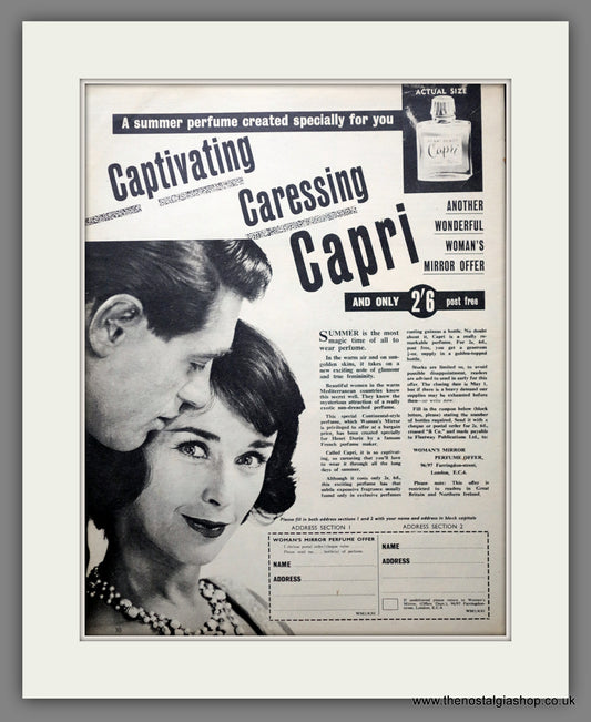Capri Perfume. Original Advert 1961 (ref AD300923)