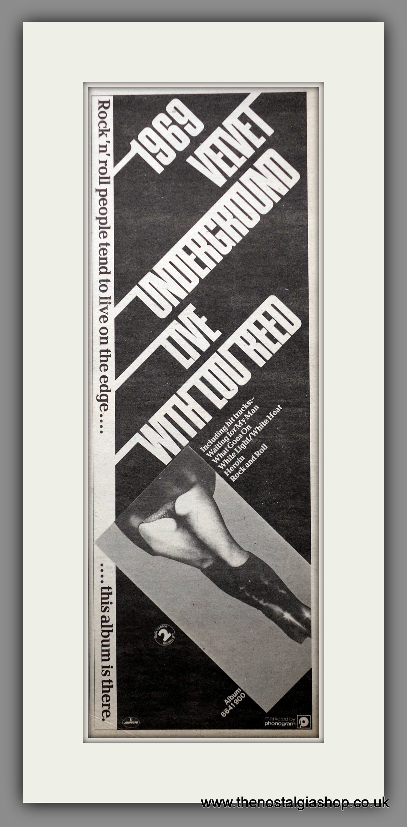 Velvet Underground Live with Lou Reed. Vintage Original Advert 1979 (ref AD200420)
