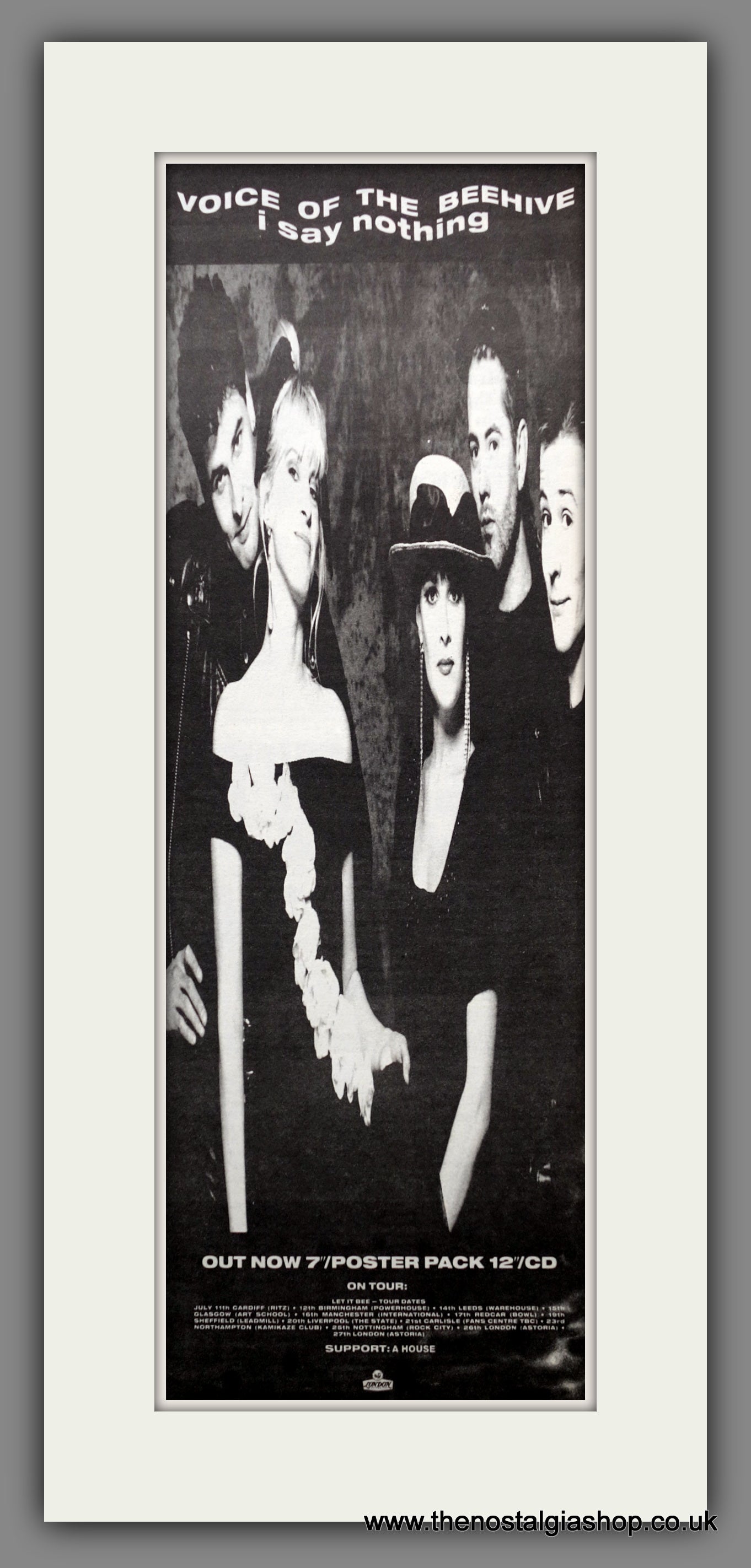 Voice Of The Beehive. I Say Nothing. Vintage Original Advert 1988 (ref AD200426)