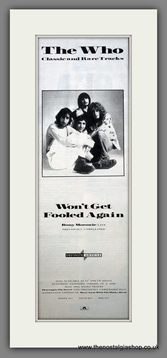Who (The) Won't Get Fooled Again. Vintage Original Advert 1988 (ref AD200435)