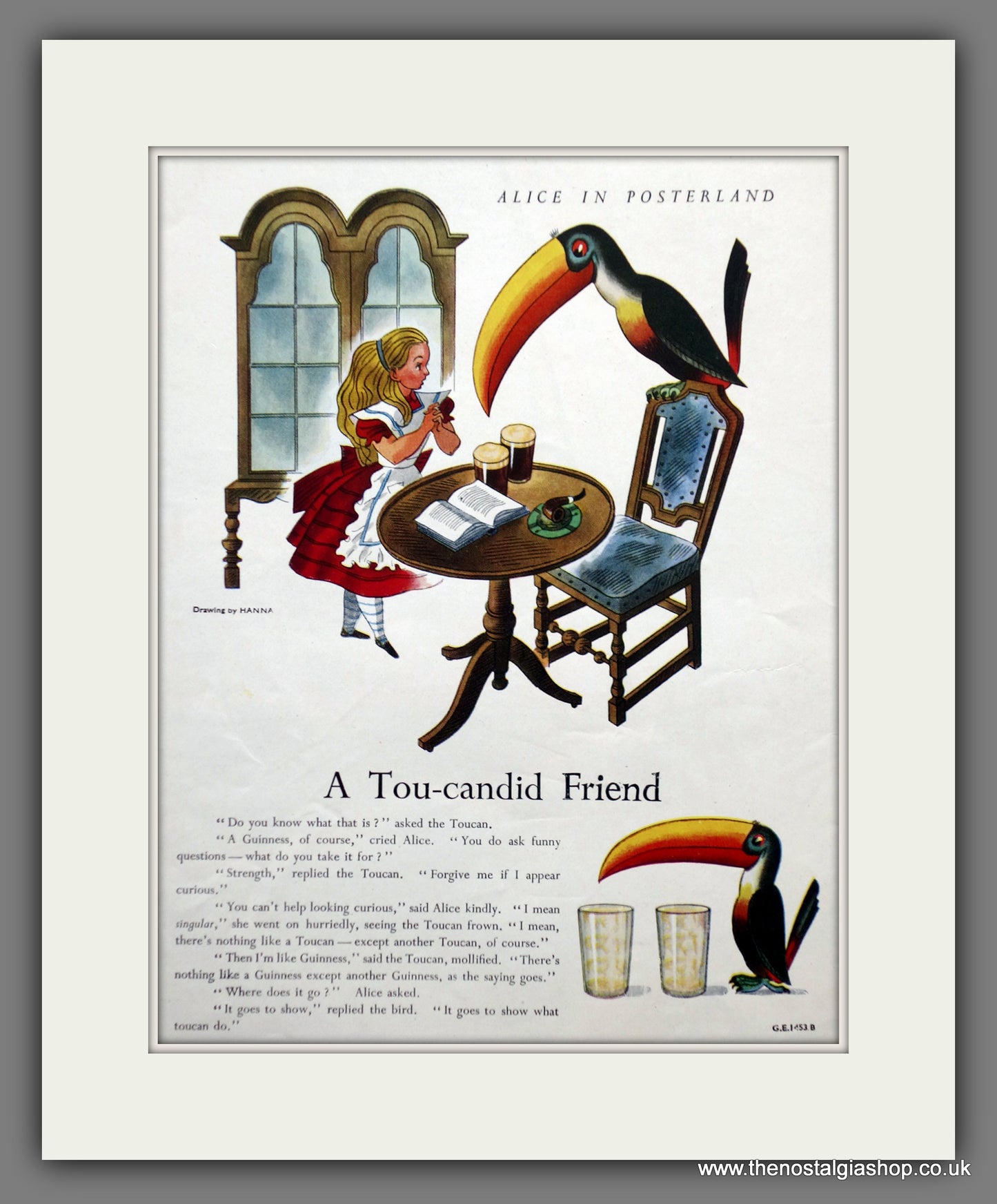 Guinness. Alice In Posterland. A Tou-Candid Friend. 1949 Original Advert (ref AD60854)