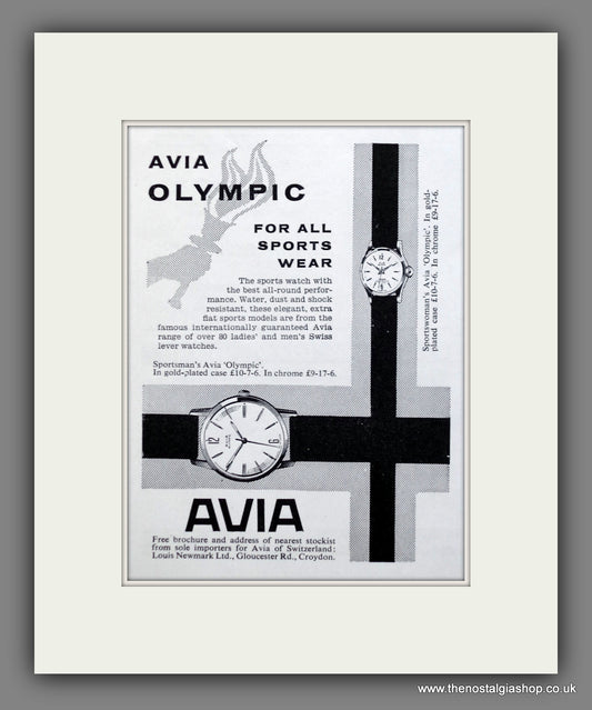 Avia Olympic Watches. Original Advert 1961 (ref AD60864)
