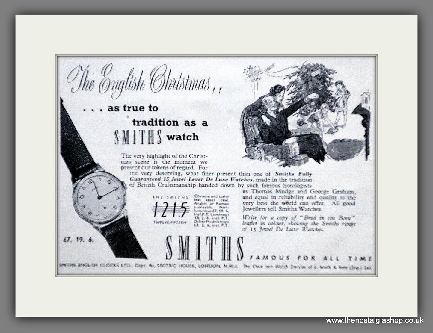 Smiths Twelve-Fifteen Watch. Original Advert 1951 (ref AD60871)