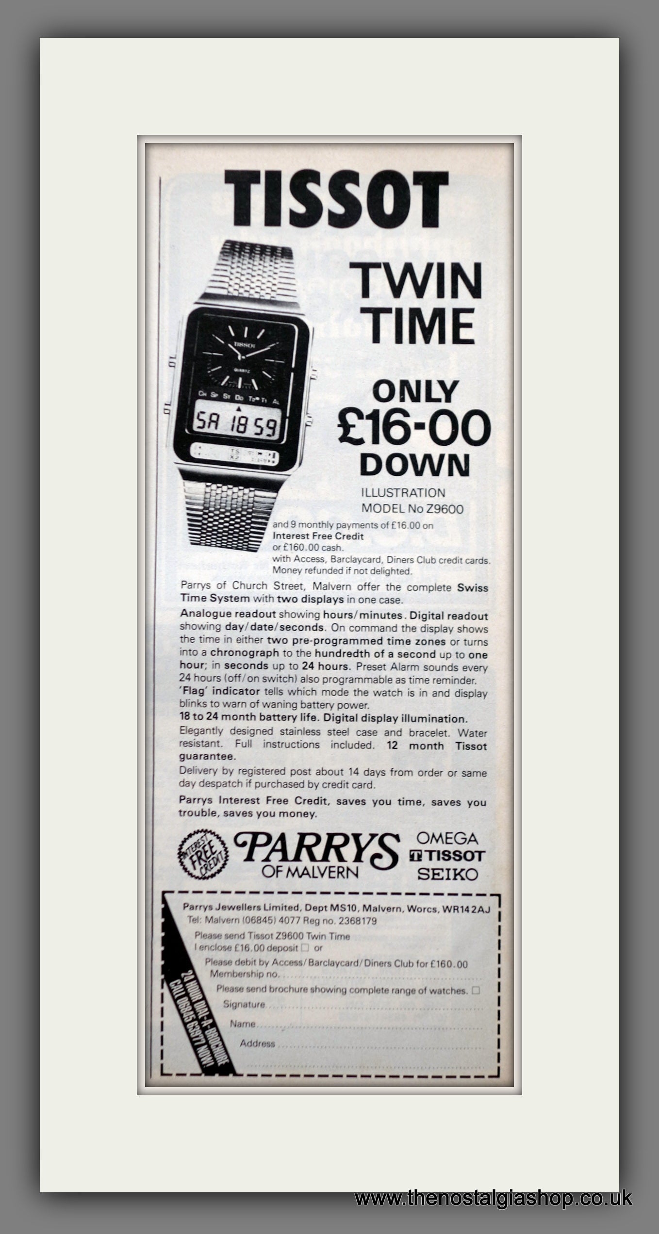 Tissot Twin Time Watches. Original Advert 1979 (ref AD60876)