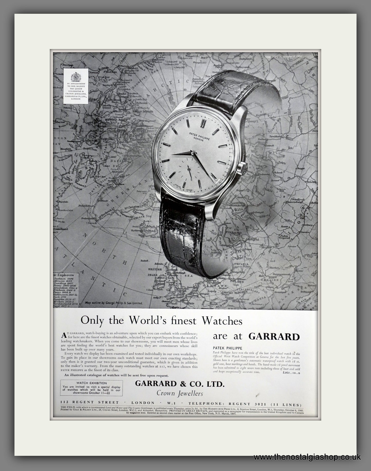 Patek Philippe Watches at Garrard. Original Advert 1960 (ref AD301253)