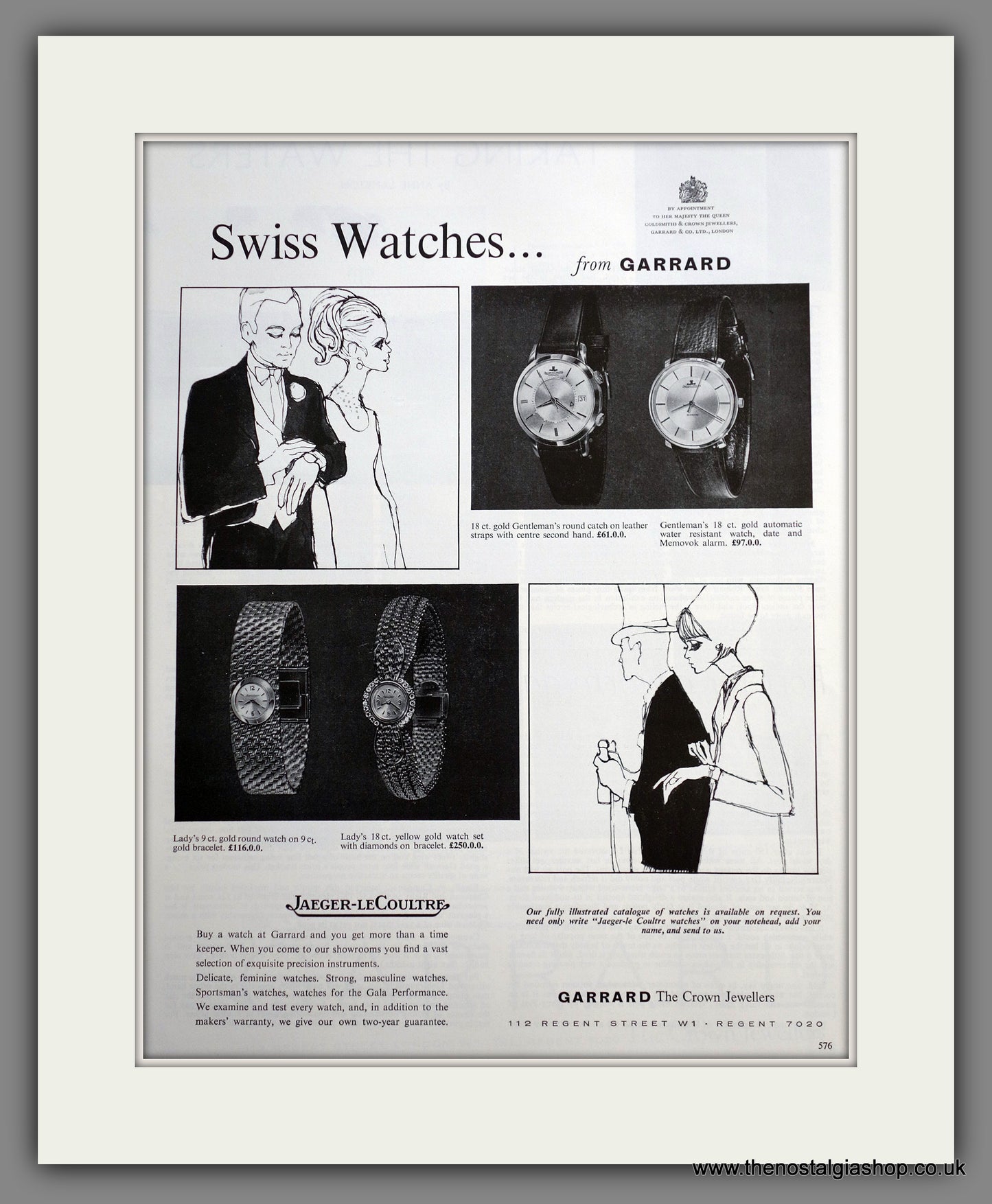 Swiss Watches From Garrard Original Advert 1964 (ref AD301267)