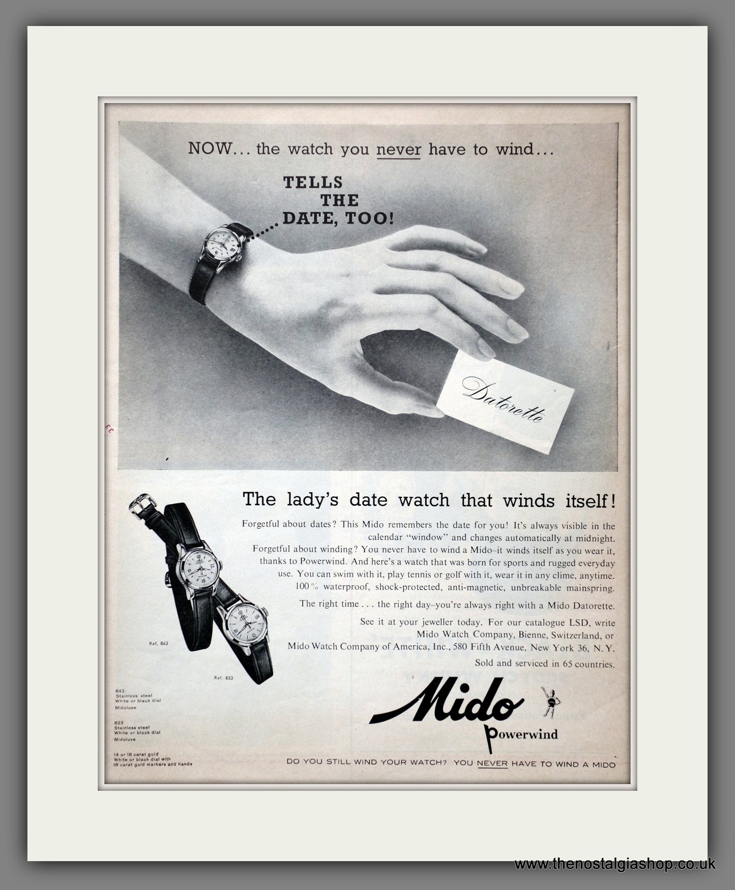 Mido Datorette Watches Original Advert 1957 (ref AD301271)