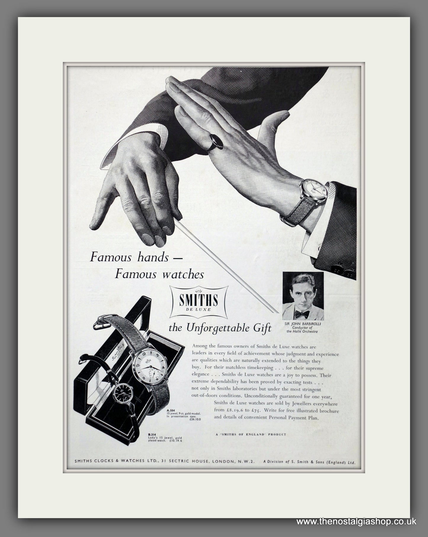 Smiths De Luxe Watches Original Advert 1957 (ref AD301272)