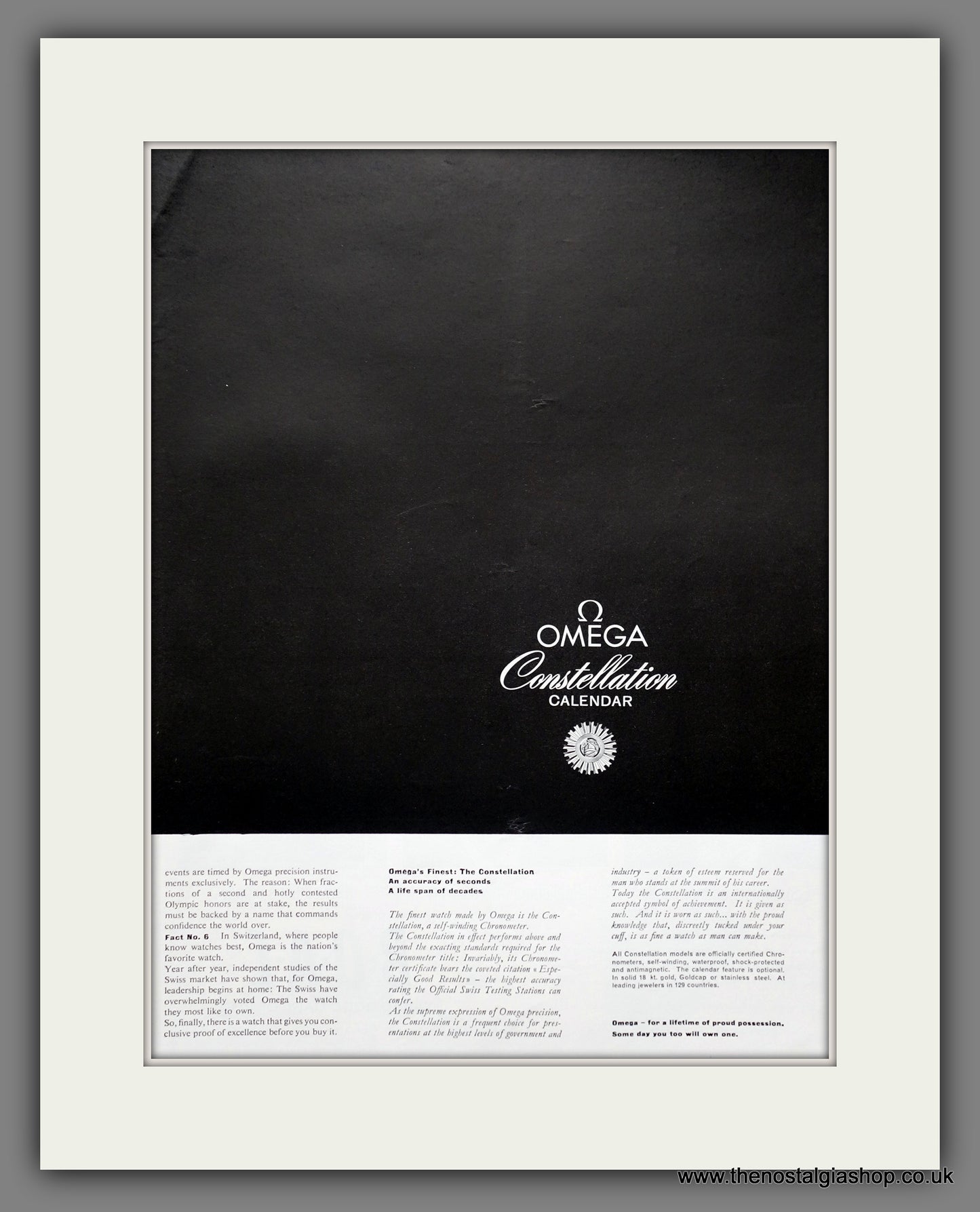 Omega Constellation Calendar Watches. Original Double Advert 1960 (ref AD301284)