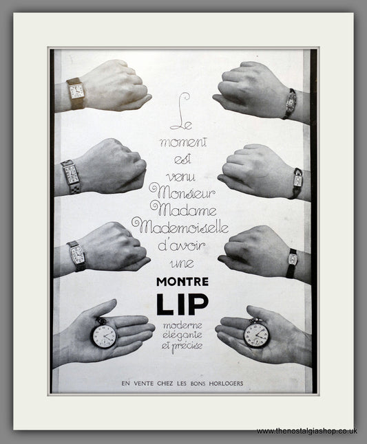 LIP Watches. Original French Advert 1929 (ref AD301336)