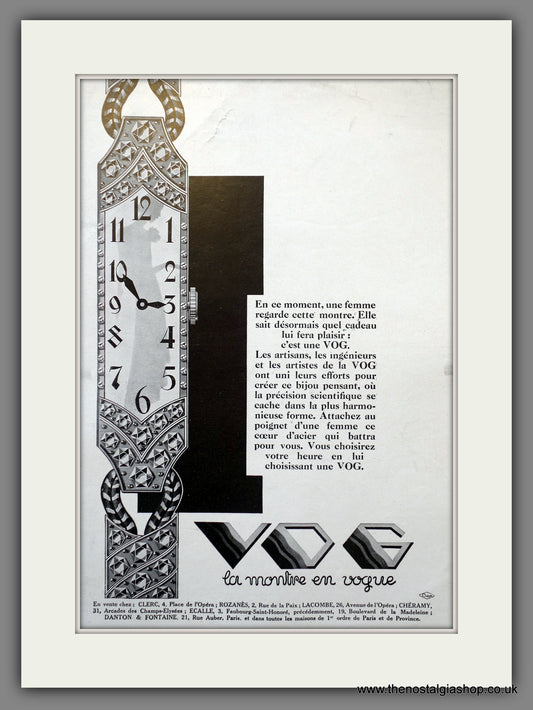 VOG Watches. Original French Advert 1929 (ref AD301337)