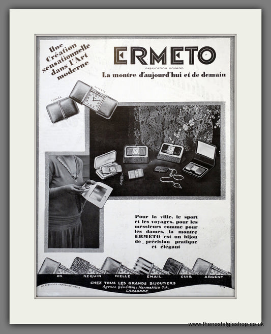 Ermeto Watches. Original French Advert 1928 (ref AD301338)