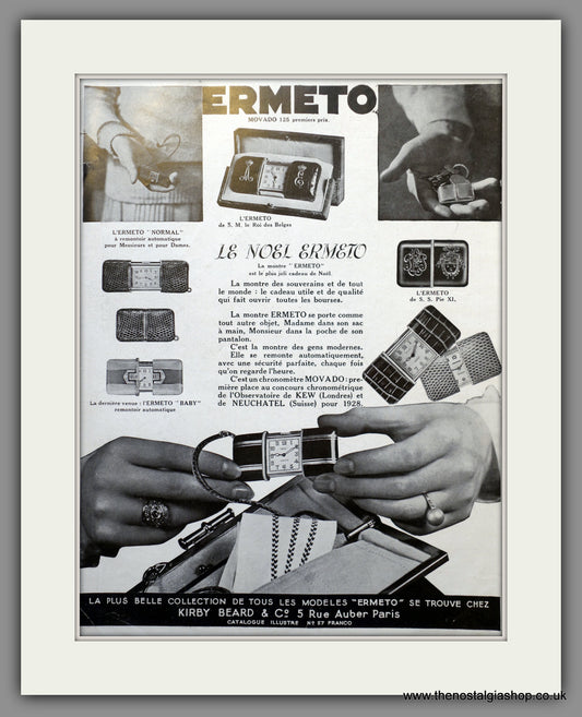 Ermeto Watches. Original French Advert 1929 (ref AD301340)