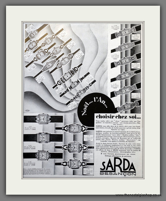 Sarda Besancon Watches. Original French Advert 1929 (ref AD301341)