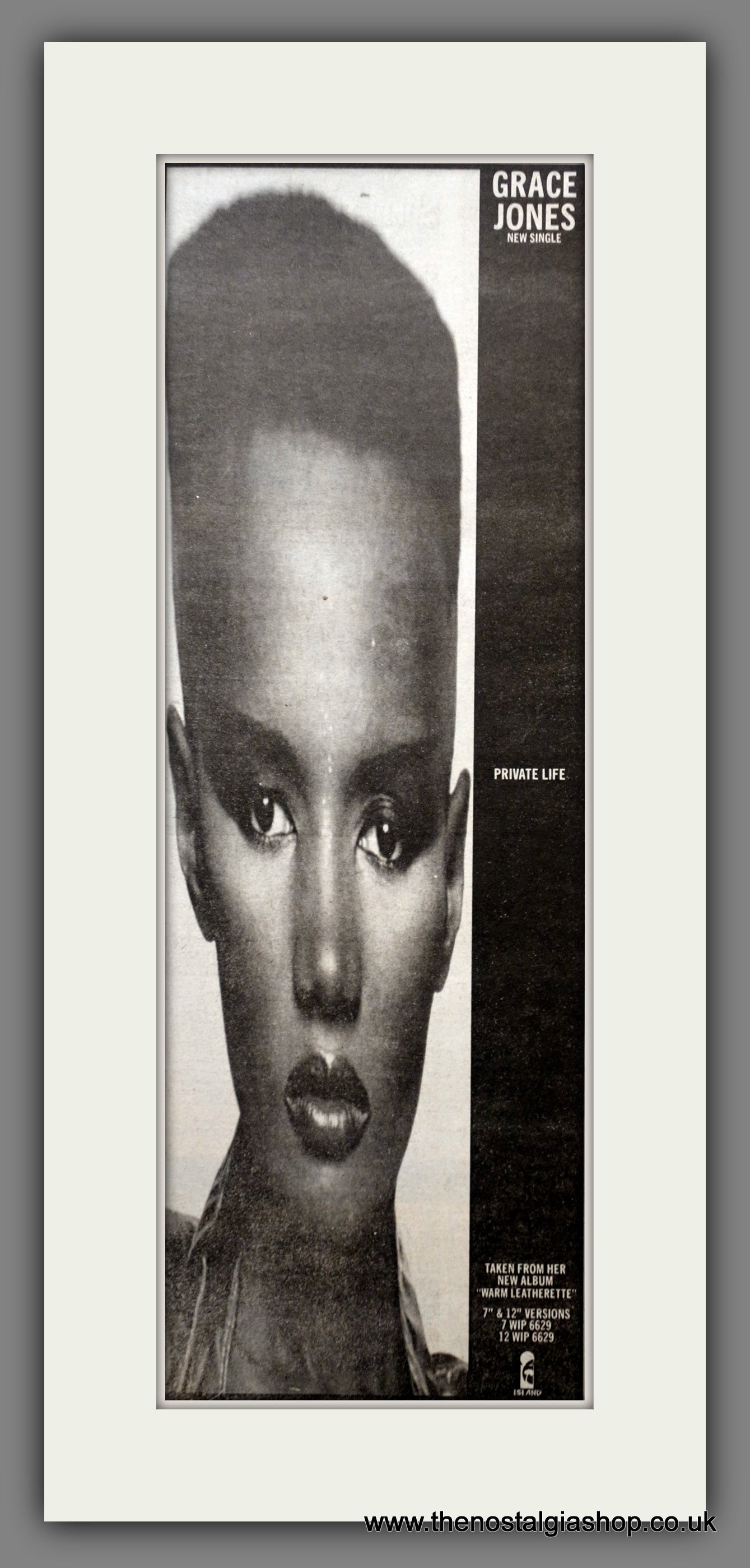 Grace Jones Private Life. Original Advert 1980 (ref AD200543)