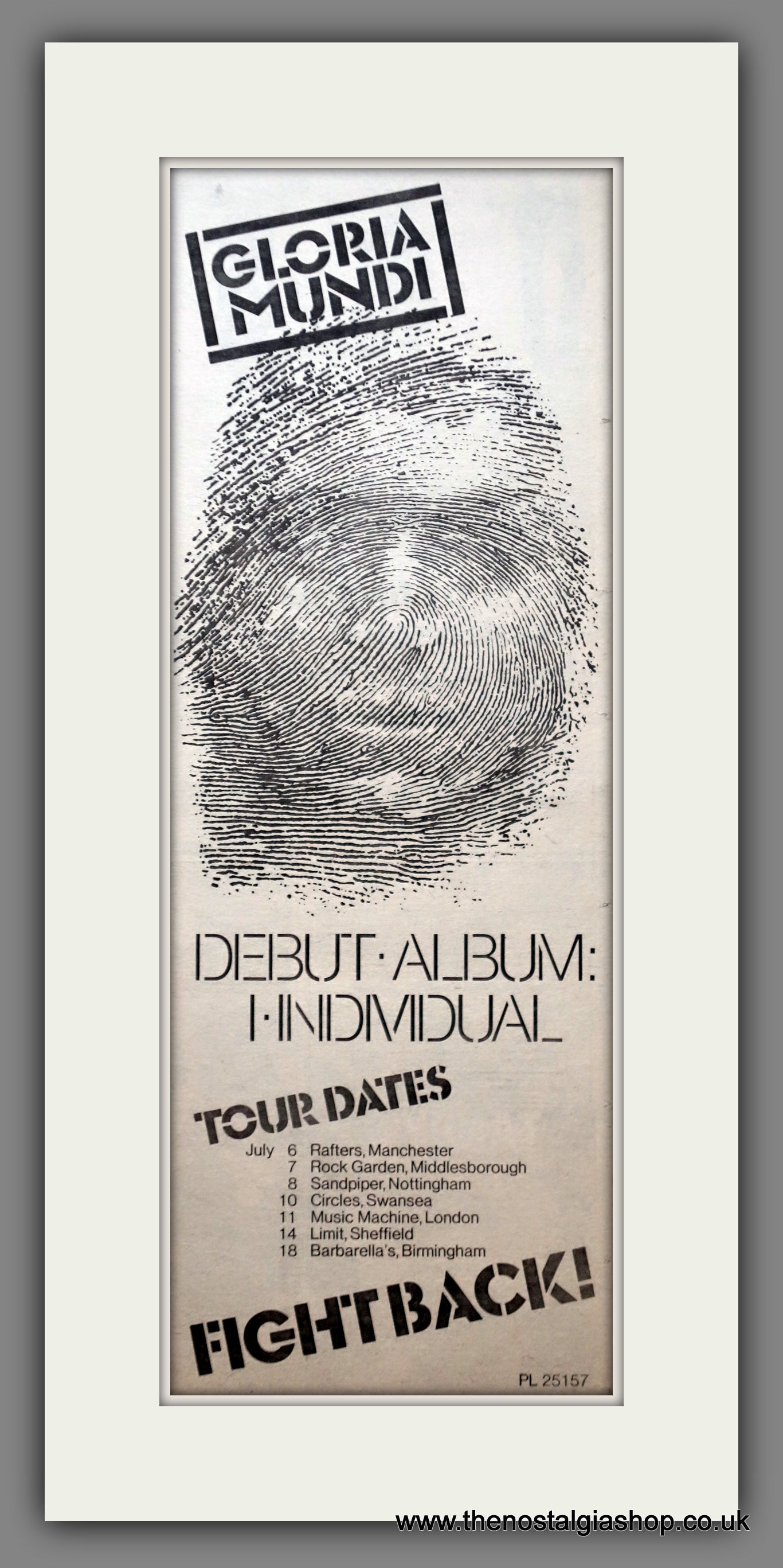 Gloria Mundi Individual. Original Advert 1978 (ref AD200562)
