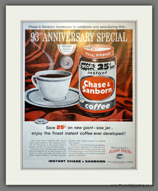 Chase & Sanborn Coffee. Original American Advert 1957 (ref AD301016)