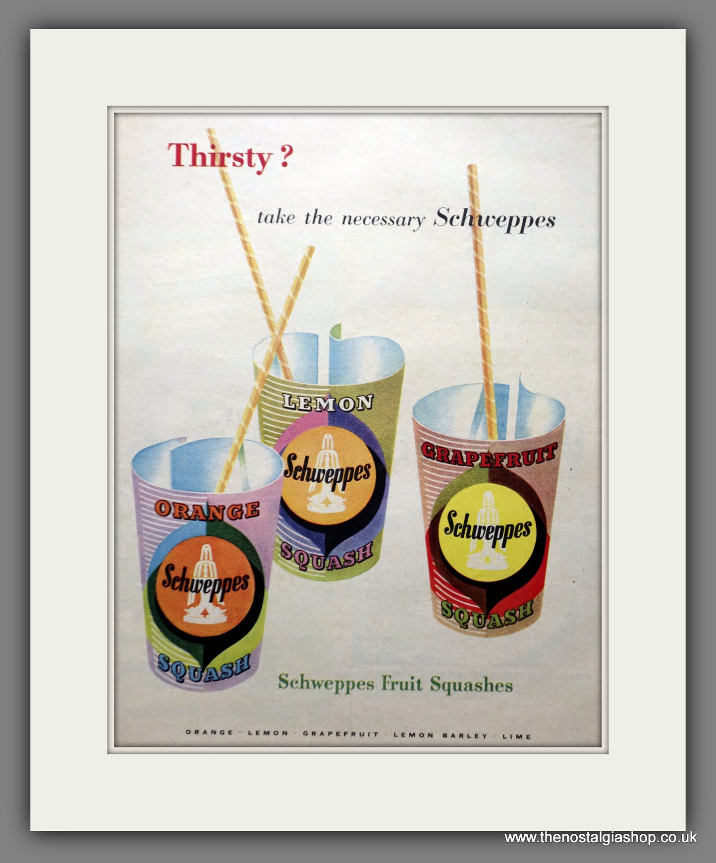 Schweppes Fruit Squashes. Original Advert 1954 (ref AD301046)