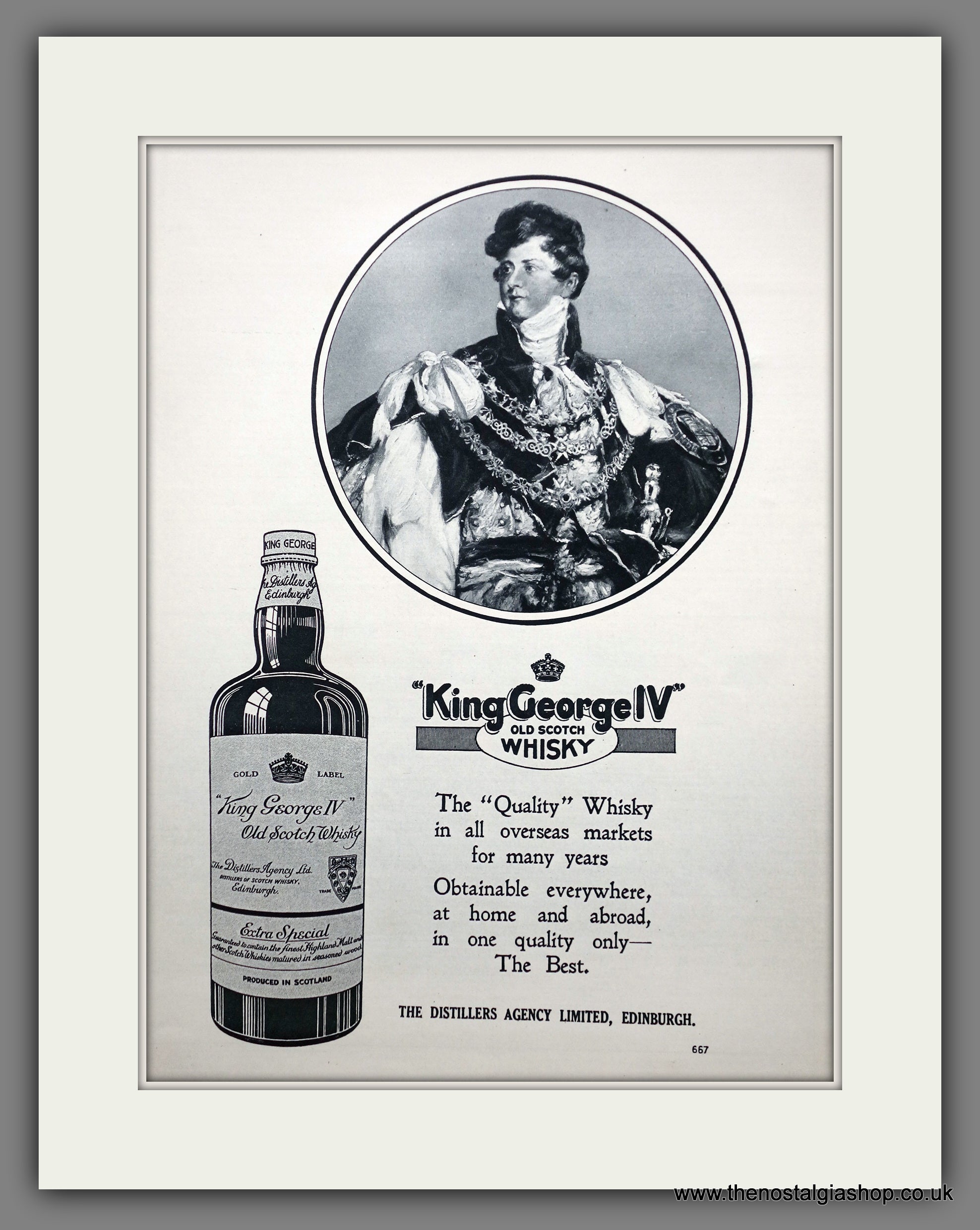 King George IV Old Scotch Whisky. Original Advert 1929 (ref 