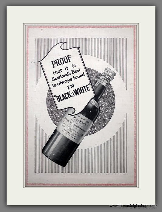 Black & White Scotch Whisky. Original Advert 1929 (ref AD301073)